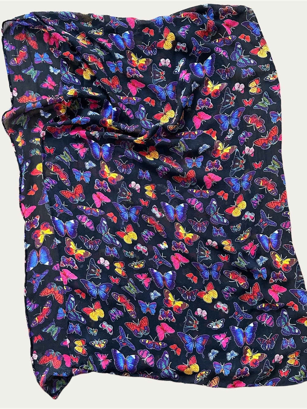 Butterfly Scarf Silk - Multi-colored - Casca 60”x 19”